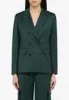 Amiri Forest Green Double-breasted Jacket In Wool In Green