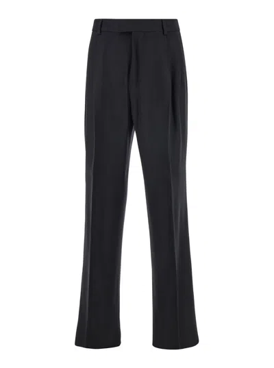 AMIRI BLACK PANTS WITH BELT LOOPS AND FRONT PENCES IN WOOL BLEND MAN