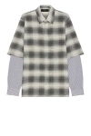 AMIRI DOUBLE SLEEVE SHADOW PLAID SHIRT