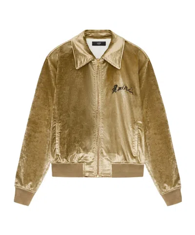 Amiri Dragon Velvet Jacket In Gold