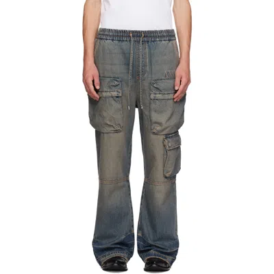 Amiri Drawstring Baggy Denim Cargo Pants In Multi