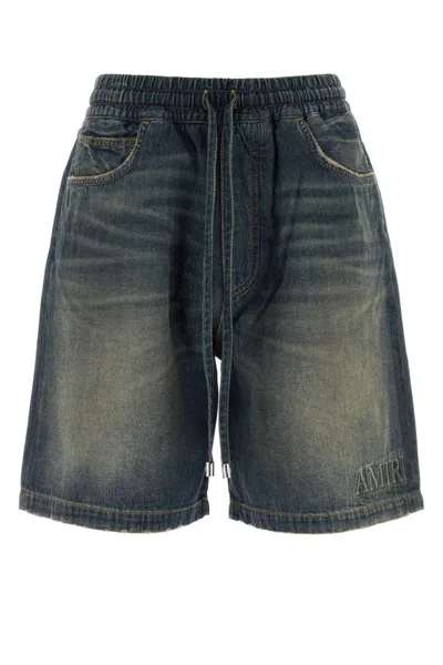 Amiri Blue Relaxed Denim Shorts In Multi