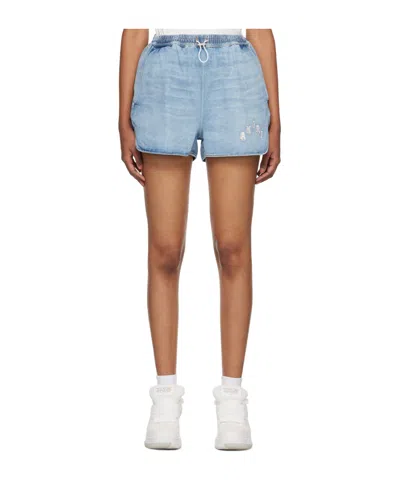 Amiri Drawstring Denim Shorts In Blue