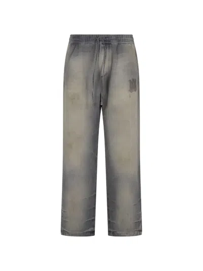 Amiri Straight Leg Baggy Jeans In Gray