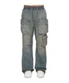 Amiri Drawstring Baggy Denim Cargo Pants In Blue