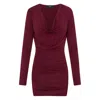 Amiri Cowl-neck Draped Mini Cocktail Dress In Burgundy