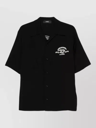 Amiri Eagle Camp Shirt Embroidered Graphic Short Sleeve In Black