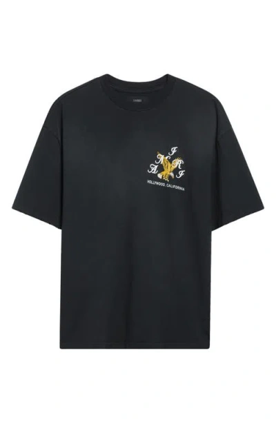 Amiri Eagle Crystal Embellished Oversize Graphic T-shirt In Blue