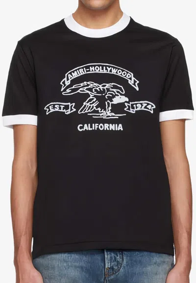 Amiri Eagle Graphic Crew Neck Contrast T-shirt Shirt In Black