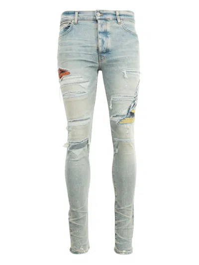 Amiri Eagle Trasher Skinny Jeans In Blue
