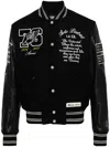 Amiri Eagle-patch Wool-blend And Leather Varsity Jacket In Black