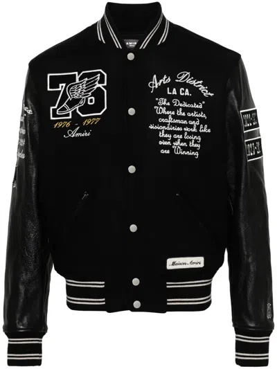 AMIRI EAGLE VARSITY LEATHER-PANELLED BOMBER JACKET