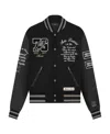 Amiri Eagle-patch Wool-blend And Leather Varsity Jacket In Black