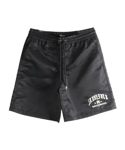 Amiri Drawstring Graphic-print Shorts In Black