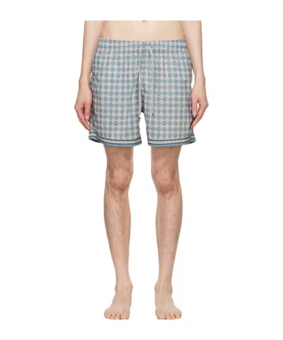Amiri Blue & Beige Ma Quad Swim Shorts In Dusty Blue