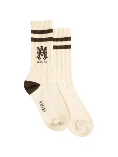 Amiri Elegant Striped Socks For Men In Linen