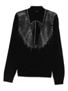 Amiri Embellished-collar Polo Shirt In Black