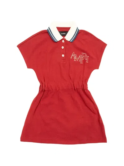 Amiri Kids' Embellished Collared Dress In Red