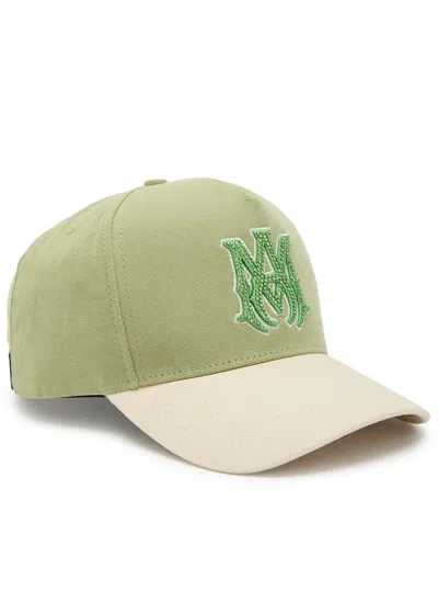 Amiri Embellished Ma Logo-appliquéd Canvas Cap In Green