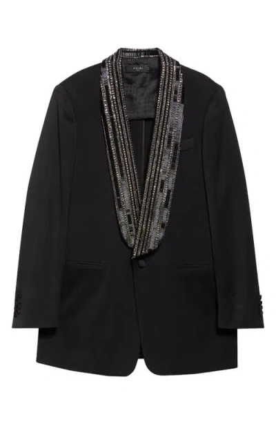 Amiri Embellished Shawl Collar Blazer In Black Black