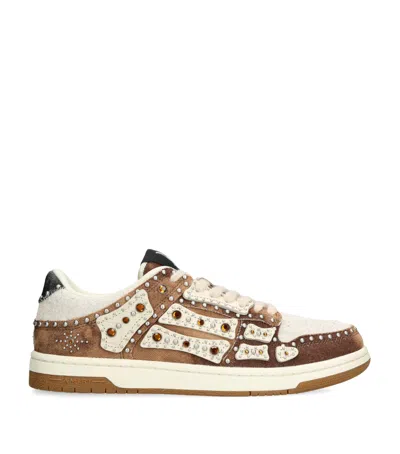 Amiri Embellished Skel Top Low Sneakers In Neutral