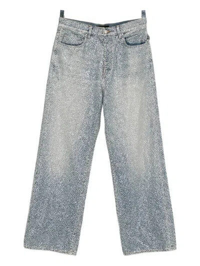Amiri Embellished Straight-leg Jeans In Blue