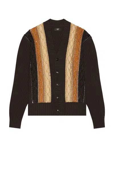 Amiri Striped-detail Patterned Cardigan In Brown