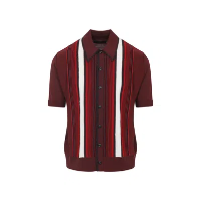 Amiri Embellished Striped Shirt Men In Burgundy