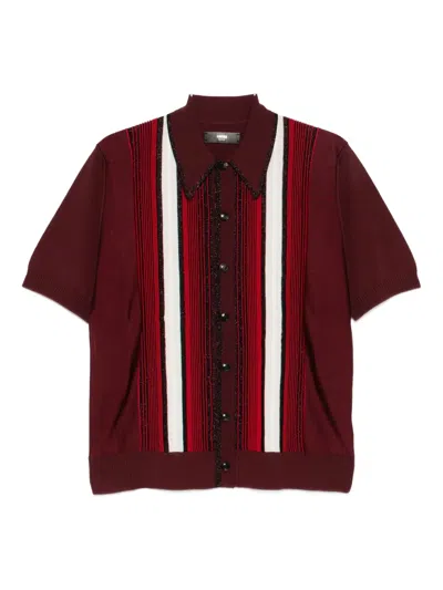 Amiri Embellished Striped Shirt In Red