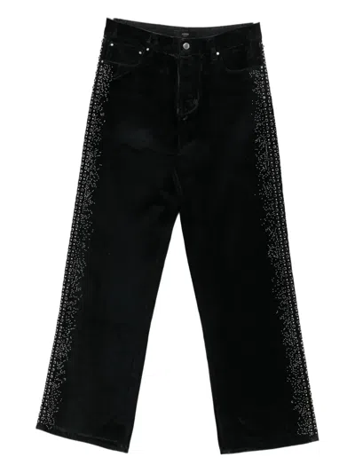 Amiri Embellished Velvet Jeans In Black