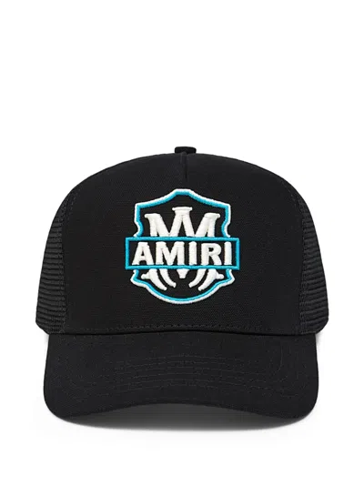 Amiri Emblem Trucker Cap In Black