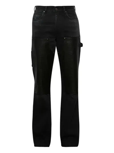 Amiri Embossed-panel Carpenter Jeans In Black