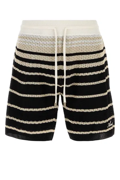 Amiri Crochet Bermuda Shorts Elastic Waistband In Black