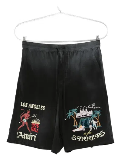Amiri Embroidered-design Shorts In Blue
