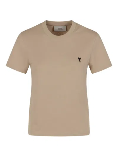 Amiri Embroidered Heart Cotton T-shirt In Neutral