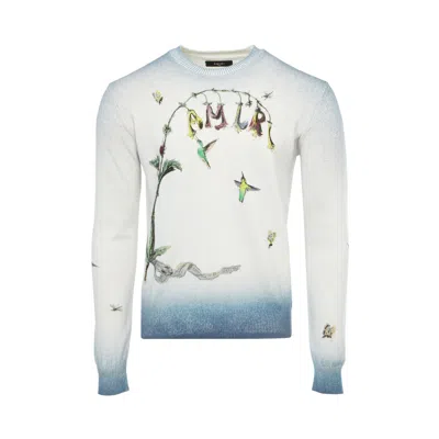 Pre-owned Amiri Embroidered Hummingbird Crew 'blue' | Men's Size S