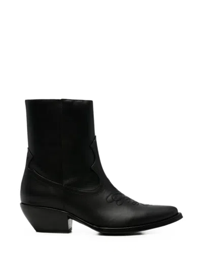 Amiri Embroidered Leather Boots In Black