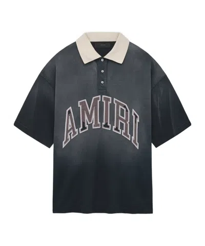 Amiri Embroidered-logo Cotton Polo Shirt In Black