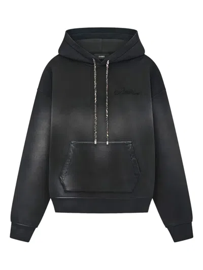 Amiri Embroidered-logo Hoodie In Black