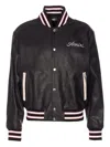 Amiri Leather Jacket With Elasticized Collar And Cuffs In Black