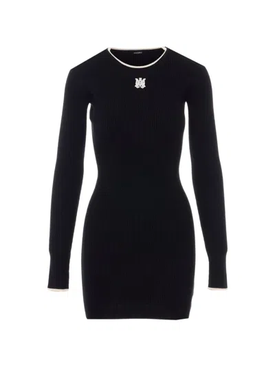 Amiri Embroidered-logo Mini Dress In Black