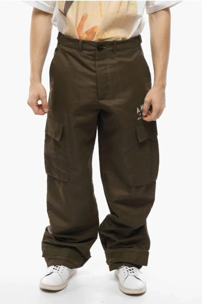 Amiri Embroidered Logo Parachute Pants In Brown