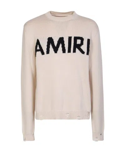 Amiri Embroidered Logo Sweater In Nude
