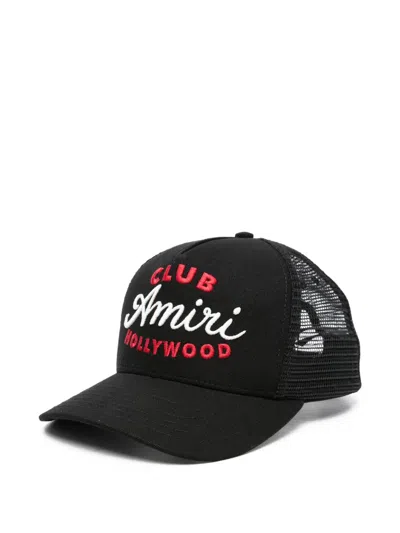 Amiri Embroidered Mesh Trucker Cap In Black