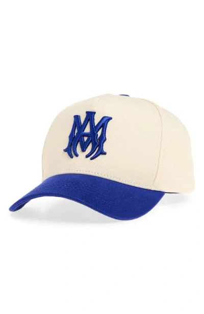 Amiri Embroidered Monogram Two Tone Canvas Snapback Baseball Cap In Blue