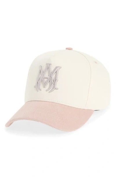 Amiri Embroidered Monogram Two Tone Canvas Snapback Baseball Cap In White