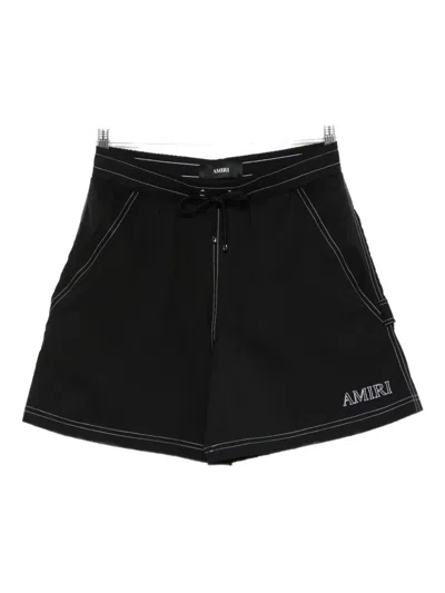 Amiri Embroidered-pocket Swim Shorts In Black