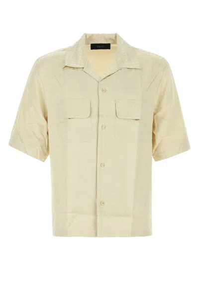 Amiri Quad Jacquard Bowling Shirt In Beige O Tan