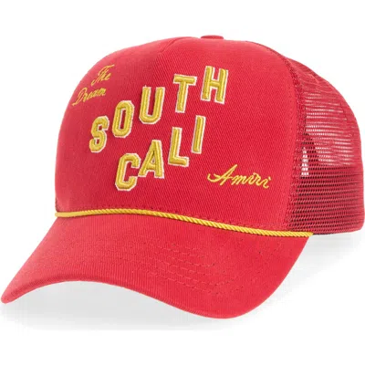Amiri Embroidered South Cali Rope Trucker Hat In Red