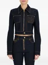 Amiri Embroidered Zip-front Denim Jacket In Blue